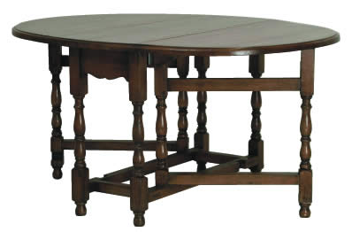 Gateleg Table with Turned Stretcher